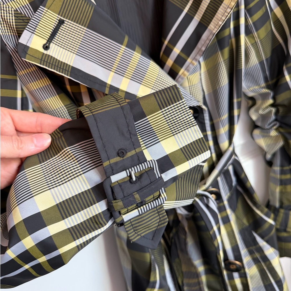 The Limited Spring Belted Plaid Trench Coat Buttons Mid-Thigh Length, Small - Picture 8 of 12